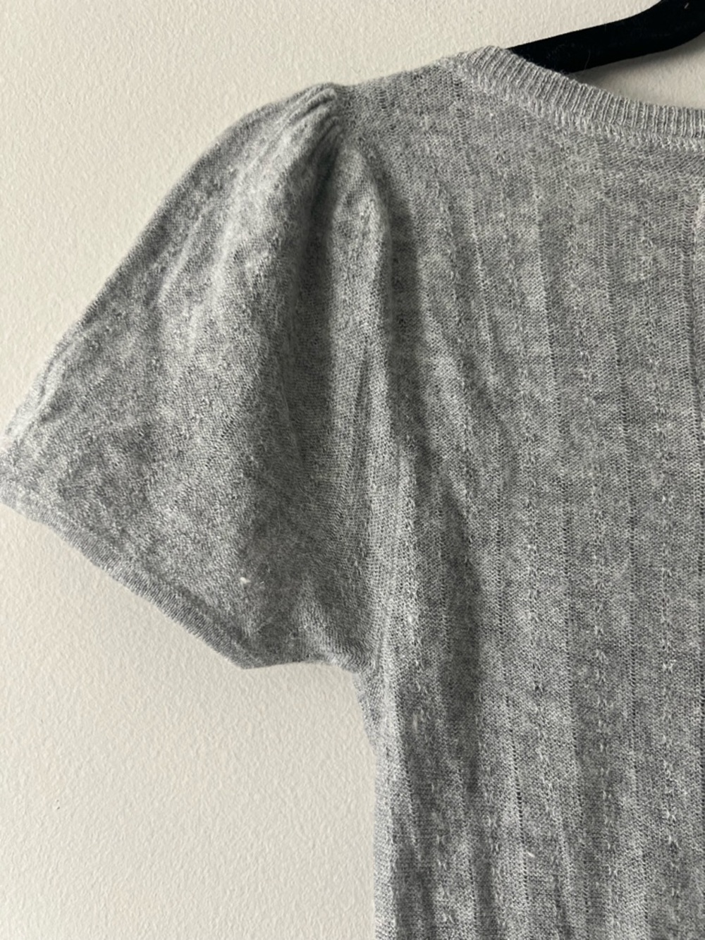VTG Y2K Abercrombie & Fitch Cable Knit Babydoll Top Gray Button Front Size M - Picture 5 of 6